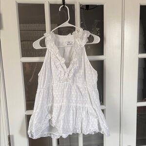 Crown & Ivy White Ruffled Sleeveless Blouse